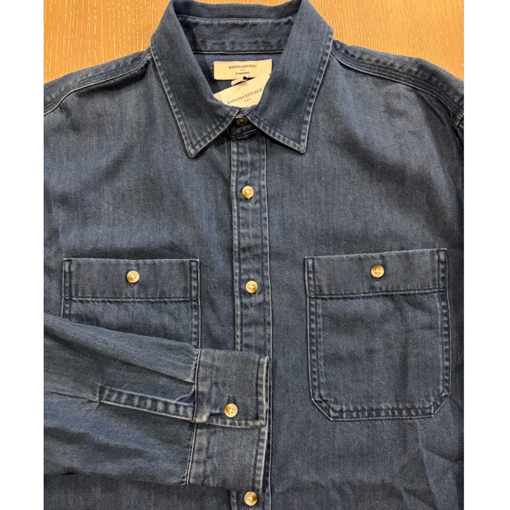 Banana Republic Denim Shirt Mens XL Blue Button Up Heavy Chambray NWT